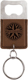 Dark Brown Rectangle Laserable Leatherette Bottle Opener Keychain