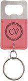Pink Rectangle Laserable Leatherette Bottle Opener Keychain