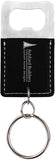 Black/Silver Rectangle Laserable Leatherette Bottle Opener Keychain