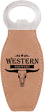 Light Brown Laserable Leatherette Bottle Opener with Magnet