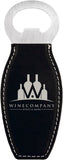 Black/Silver Laserable Leatherette Bottle Opener with Magnet