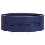 Blue/Black 9 1/2" x 1" Laserable Leatherette Cuff Bracelet