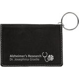 Black/Silver 4 1/4" x 3" Laserable Leatherette Keychain ID Holder
