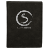 Black/Silver 7" x 9" Laserable Leatherette Small Portfolio with Notepad
