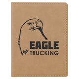 Light Brown 4 1/4" x 5 1/2" Laserable Leatherette Passport Holder