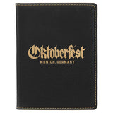 Black/Gold 4 1/4" x 5 1/2" Laserable Leatherette Passport Holder