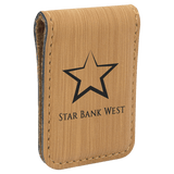 Bamboo 1 3/4" x 2 1/2" Laserable Leatherette Money Clip