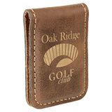 Rustic/Gold 1 3/4" x 2 1/2" Laserable Leatherette Money Clip