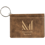 Rustic/Gold 4 1/4" x 3" Laserable Leatherette Keychain ID Holder
