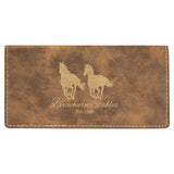 Rustic/Gold 6 3/4" x 3 1/2" Laserable Leatherette Checkbook Cover