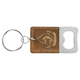 Rustic/Gold Rectangle Laserable Leatherette Bottle Opener Keychain