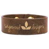 Rustic/Gold 9 1/2" x 1" Laserable Leatherette Cuff Bracelet