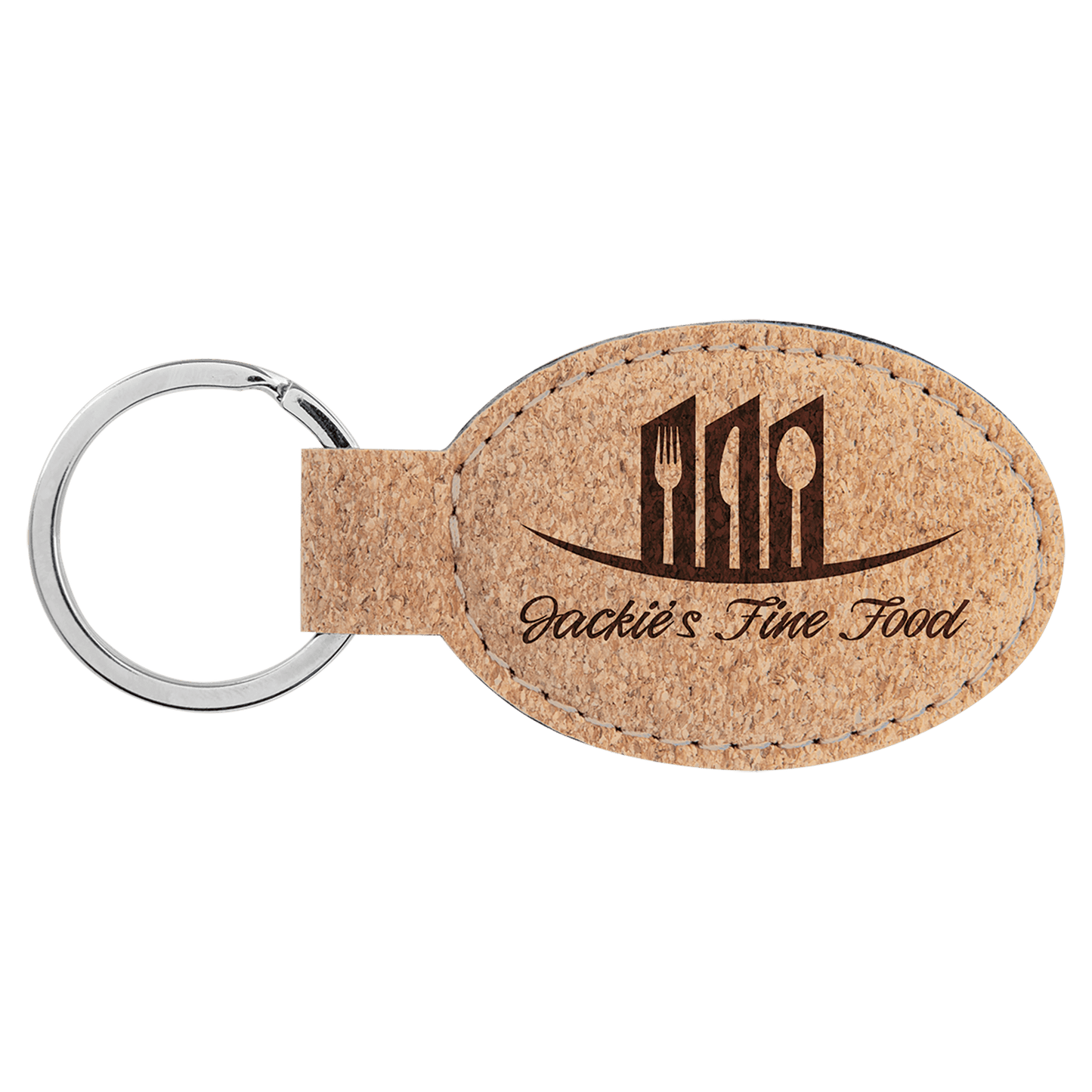 3" x 1 3/4" Cork Oval Keychain