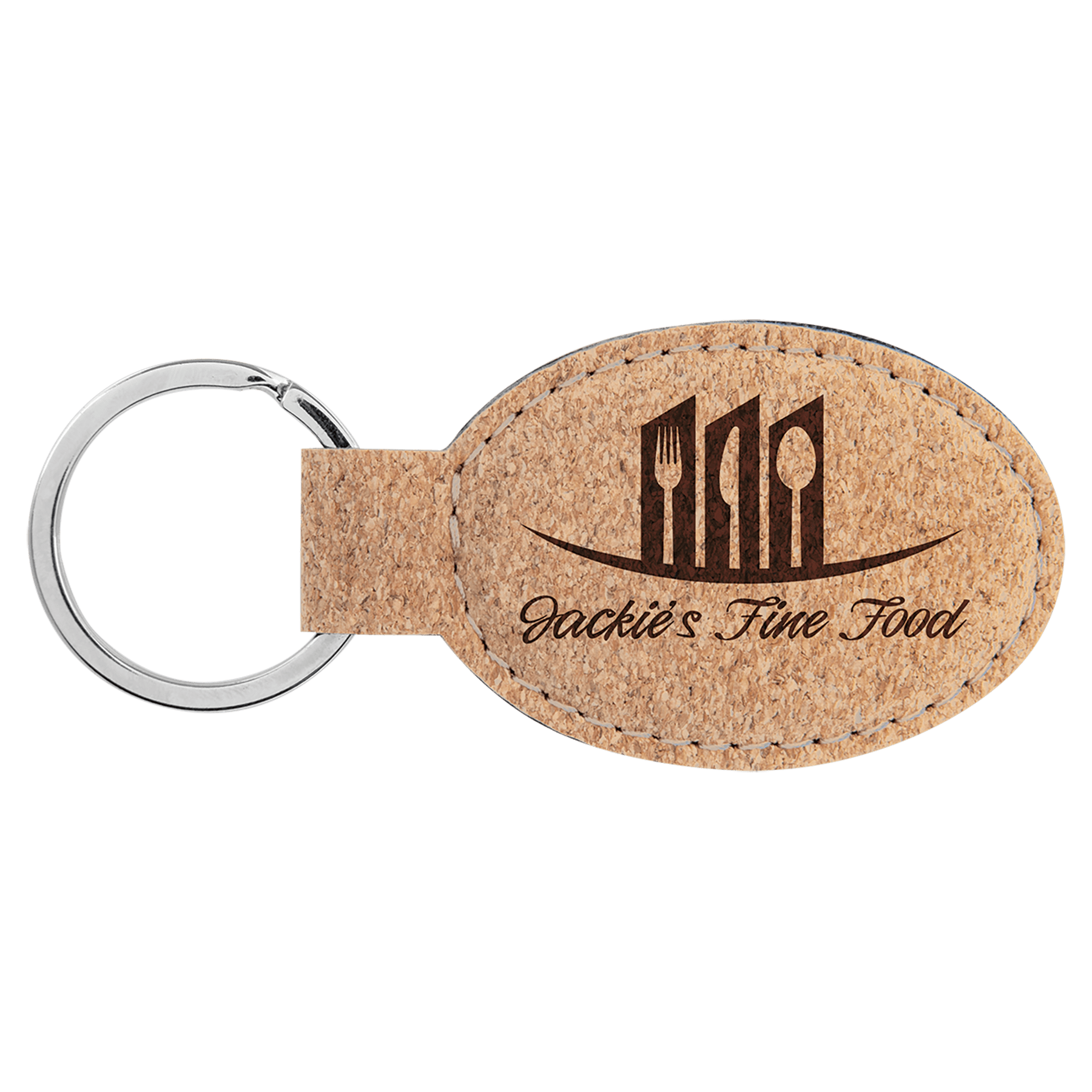 3" x 1 3/4" Cork Oval Keychain
