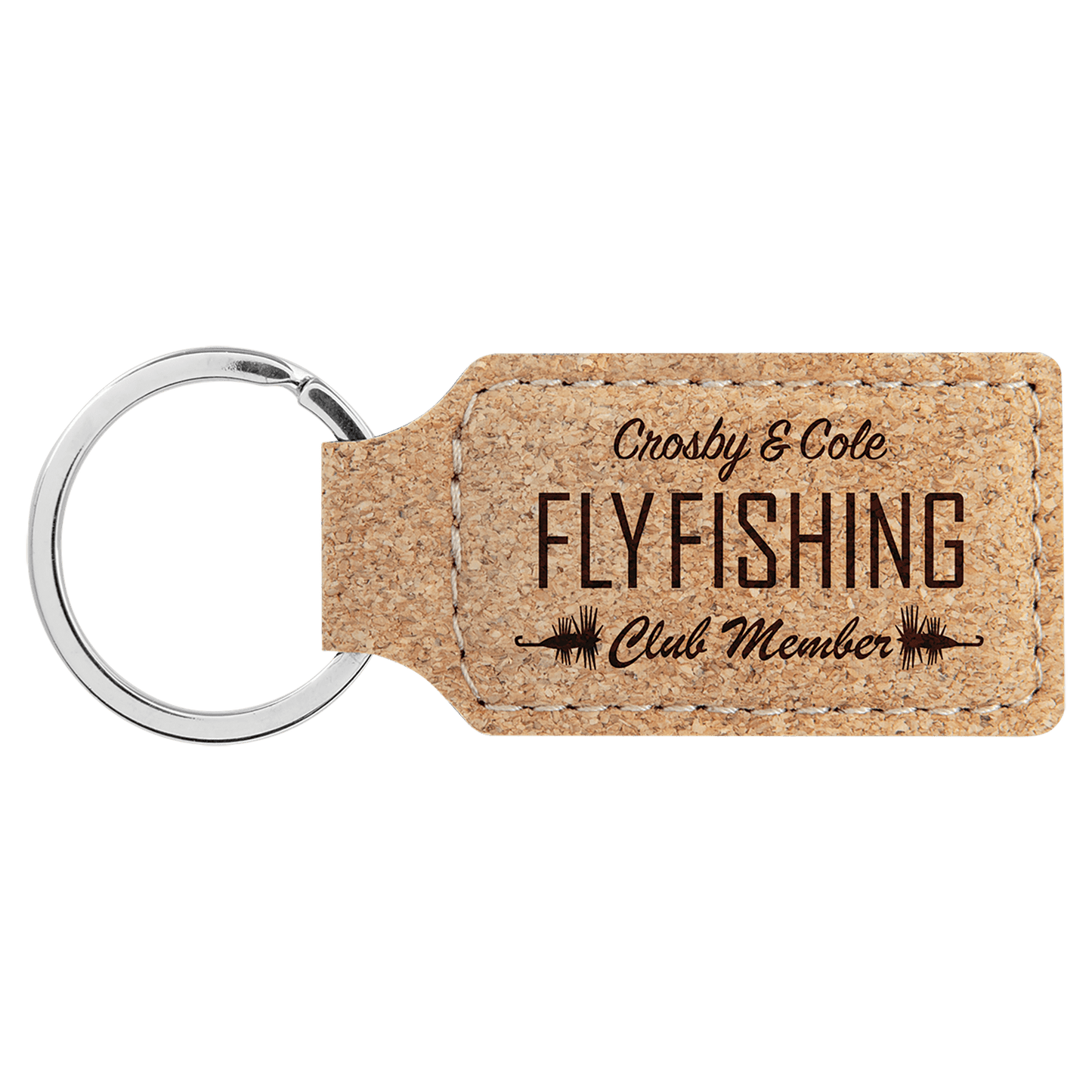 2 3/4" x 1 1/4" Cork Rectangle Keychain