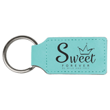 Teal 2 3/4" x 1 1/4" Laserable Leatherette Rectangle Keychain