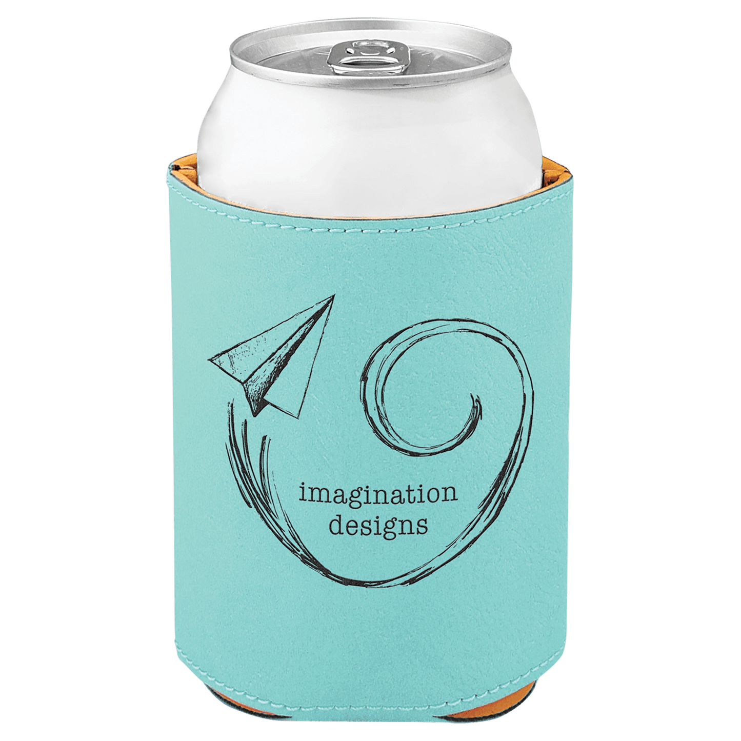 Teal 3 3/4" Laserable Leatherette Beverage Holder
