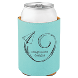 Teal 3 3/4" Laserable Leatherette Beverage Holder