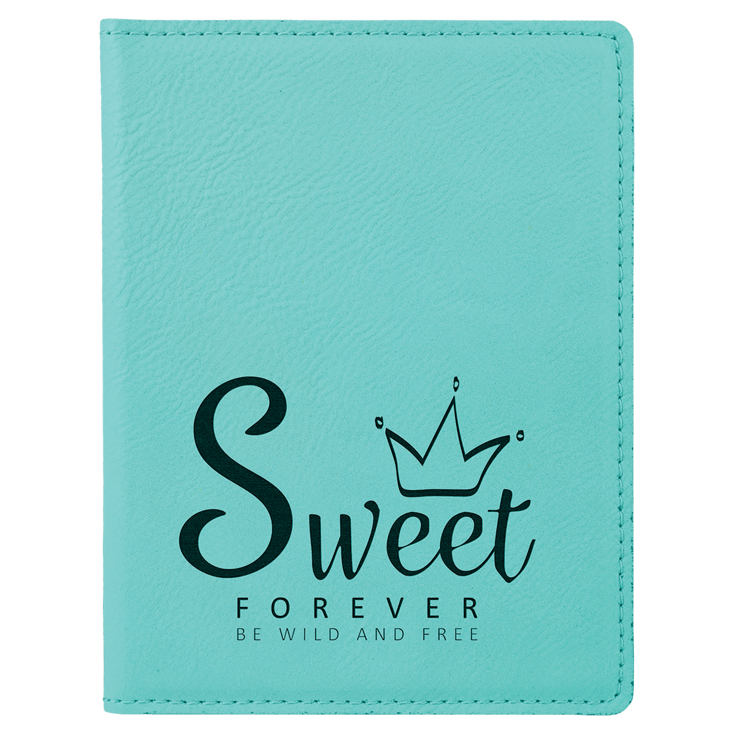 Teal 4 1/4" x 5 1/2" Laserable Leatherette Passport Holder