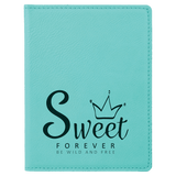 Teal 4 1/4" x 5 1/2" Laserable Leatherette Passport Holder