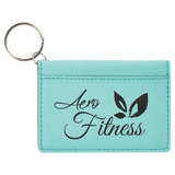 Teal 4 1/4" x 3" Laserable Leatherette Keychain ID Holder