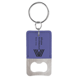 Purple Rectangle Laserable Leatherette Bottle Opener Keychain