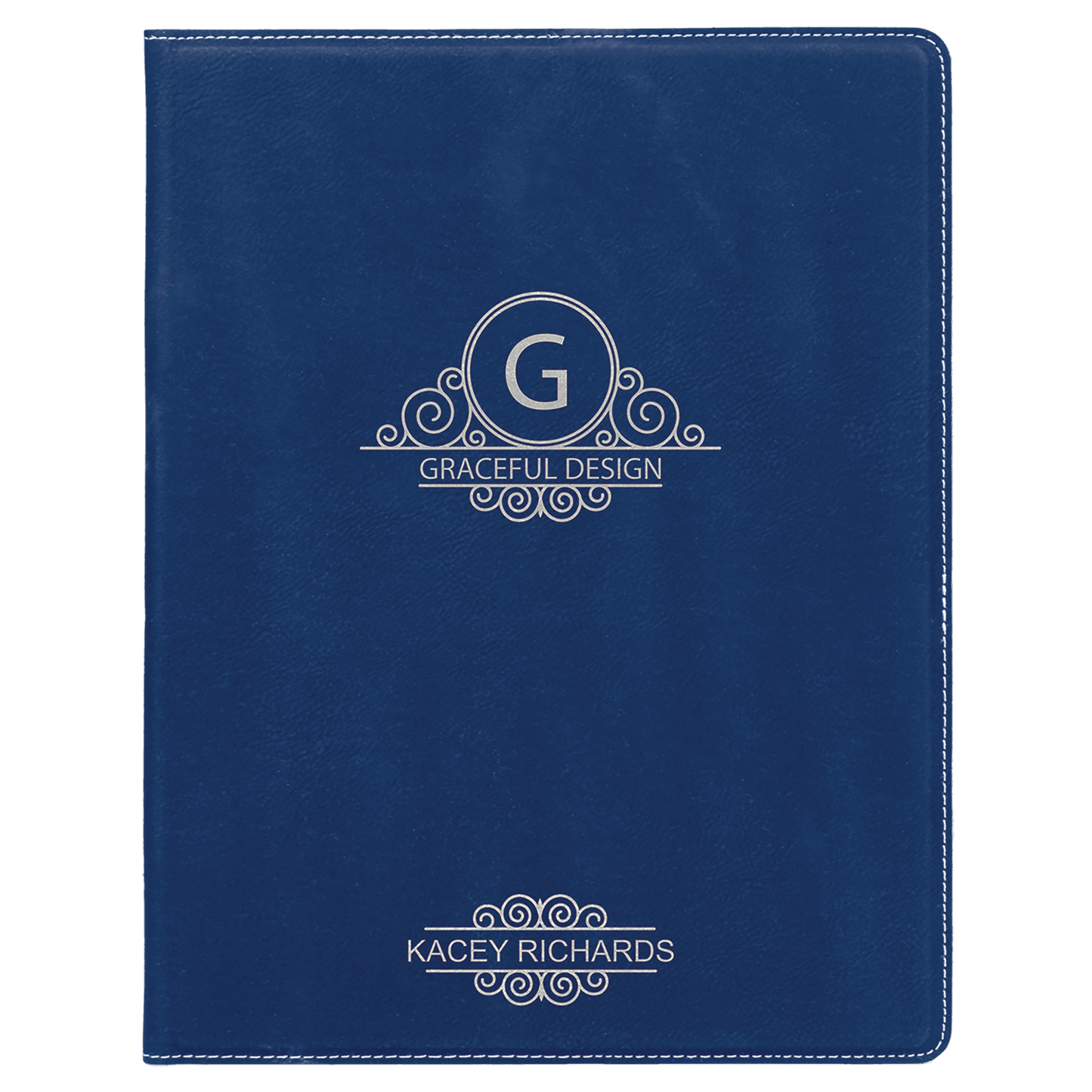 Blue/Silver 7" x 9" Laserable Leatherette Small Portfolio with Notepad