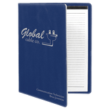 Blue/Silver 9 1/2" x 12" Laserable Leatherette Portfolio with Notepad