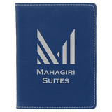 Blue/Silver 4 1/4" x 5 1/2" Laserable Leatherette Passport Holder