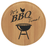 Bamboo 4" Round Laserable Leatherette Coaster