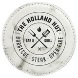 White Marble 4" Round Laserable Leatherette Coaster