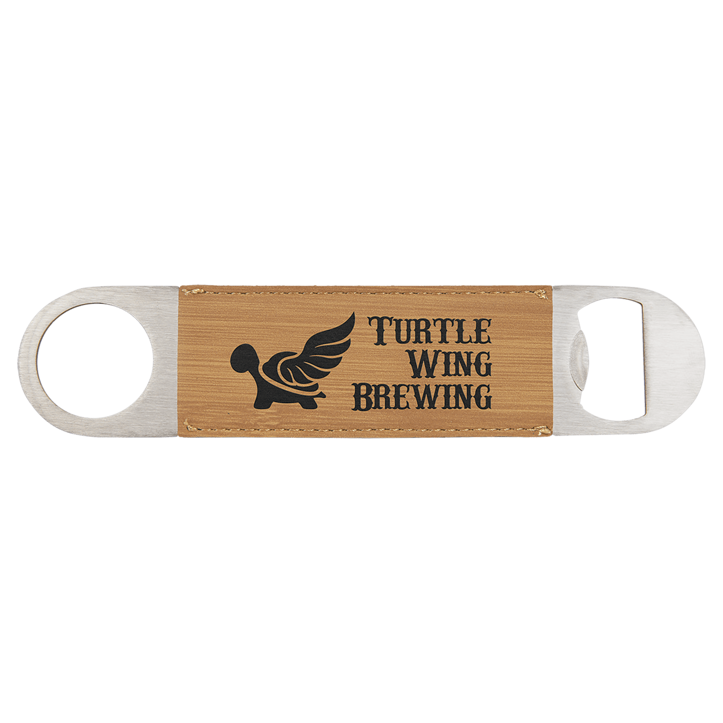 1 1/2" x 7" Bamboo Laserable Leatherette Bottle Opener