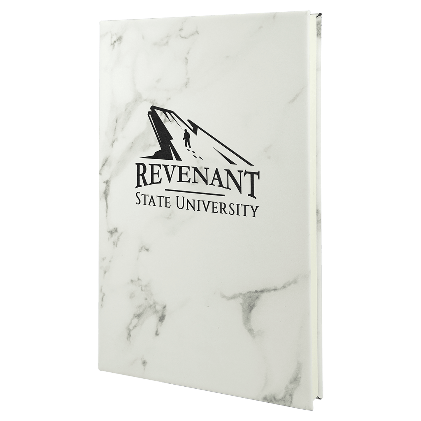 5 1/4" x 8 1/4" White Marble Laserable Leatherette Journal with Lined Notepad