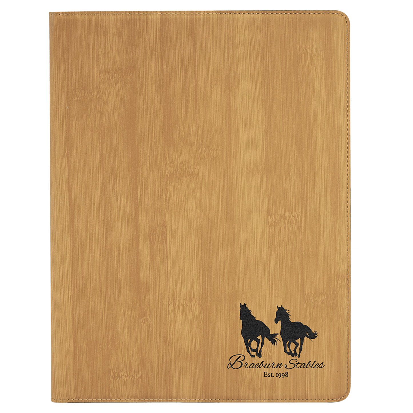 9 1/2" x 12" Bamboo Laserable Leatherette Portfolio with Notepad