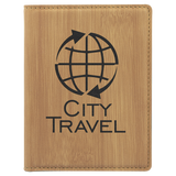 Bamboo 4 1/4" x 5 1/2" Laserable Leatherette Passport Holder