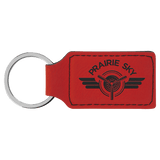 Red 2 3/4" x 1 1/4" Laserable Leatherette Rectangle Keychain