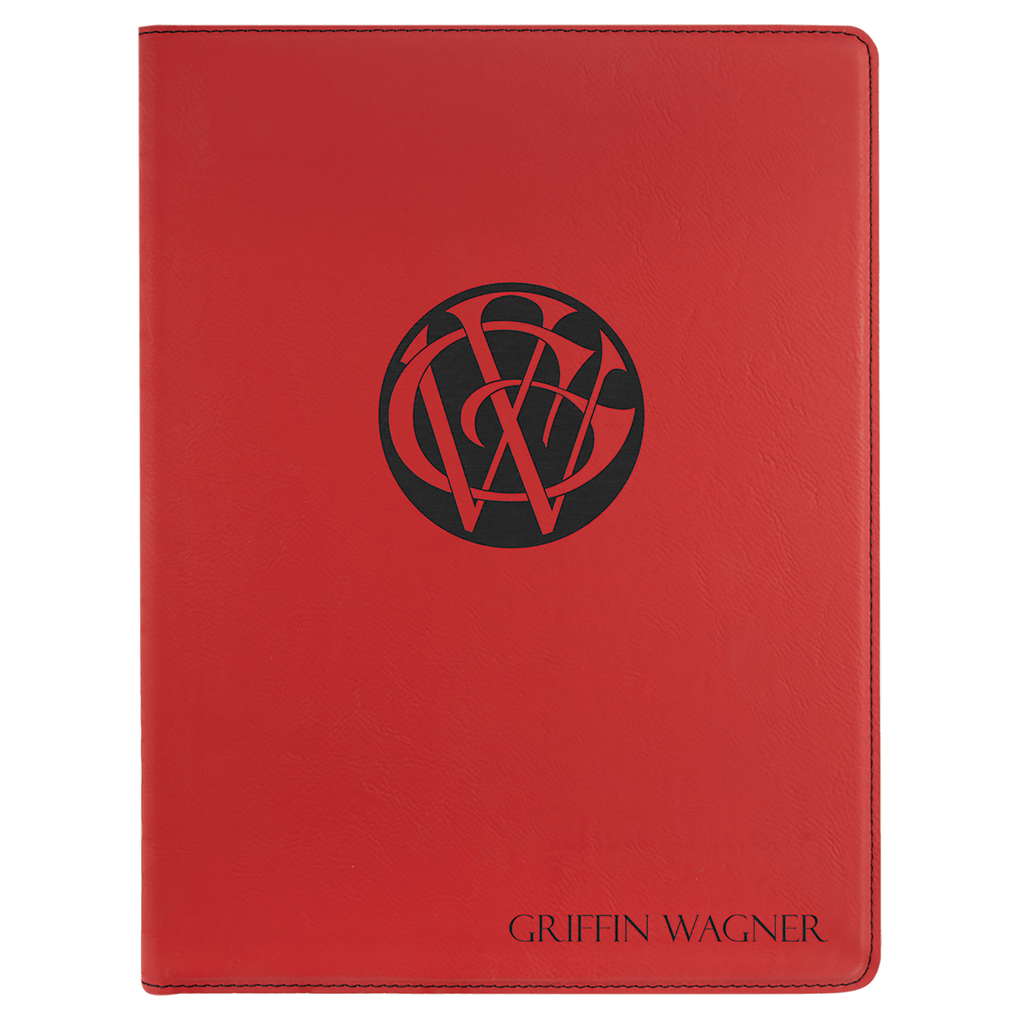 Red 9 1/2" x 12" Laserable Leatherette Portfolio with Notepad