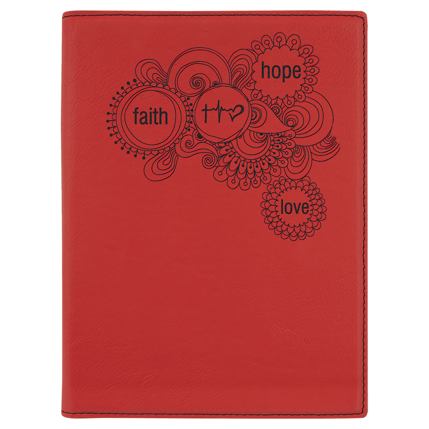 Red 7" x 9" Laserable Leatherette Small Portfolio with Notepad