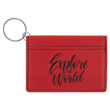Red 4 1/4" x 3" Laserable Leatherette Keychain ID Holder