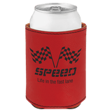 Red 3 3/4" Laserable Leatherette Beverage Holder