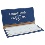 Blue/Silver 6 3/4" x 3 1/2" Laserable Leatherette Checkbook Cover