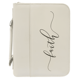 White 7 1/2" x 10 3/4" Leatherette Book/Bible Cover with Handle & Zipper