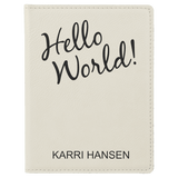 White 4 1/4" x 5 1/2" Laserable Leatherette Passport Holder