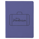 Purple 4 1/4" x 5 1/2" Laserable Leatherette Passport Holder