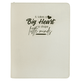 White 9 1/2" x 12" with Zipper Laserable Leatherette Portfolio with Notepad