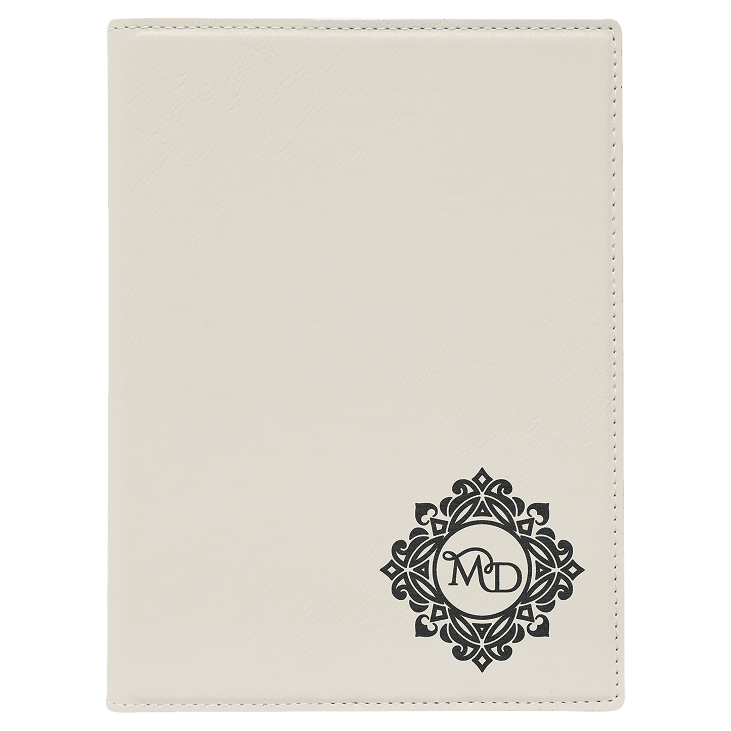 White 7" x 9" Laserable Leatherette Small Portfolio with Notepad
