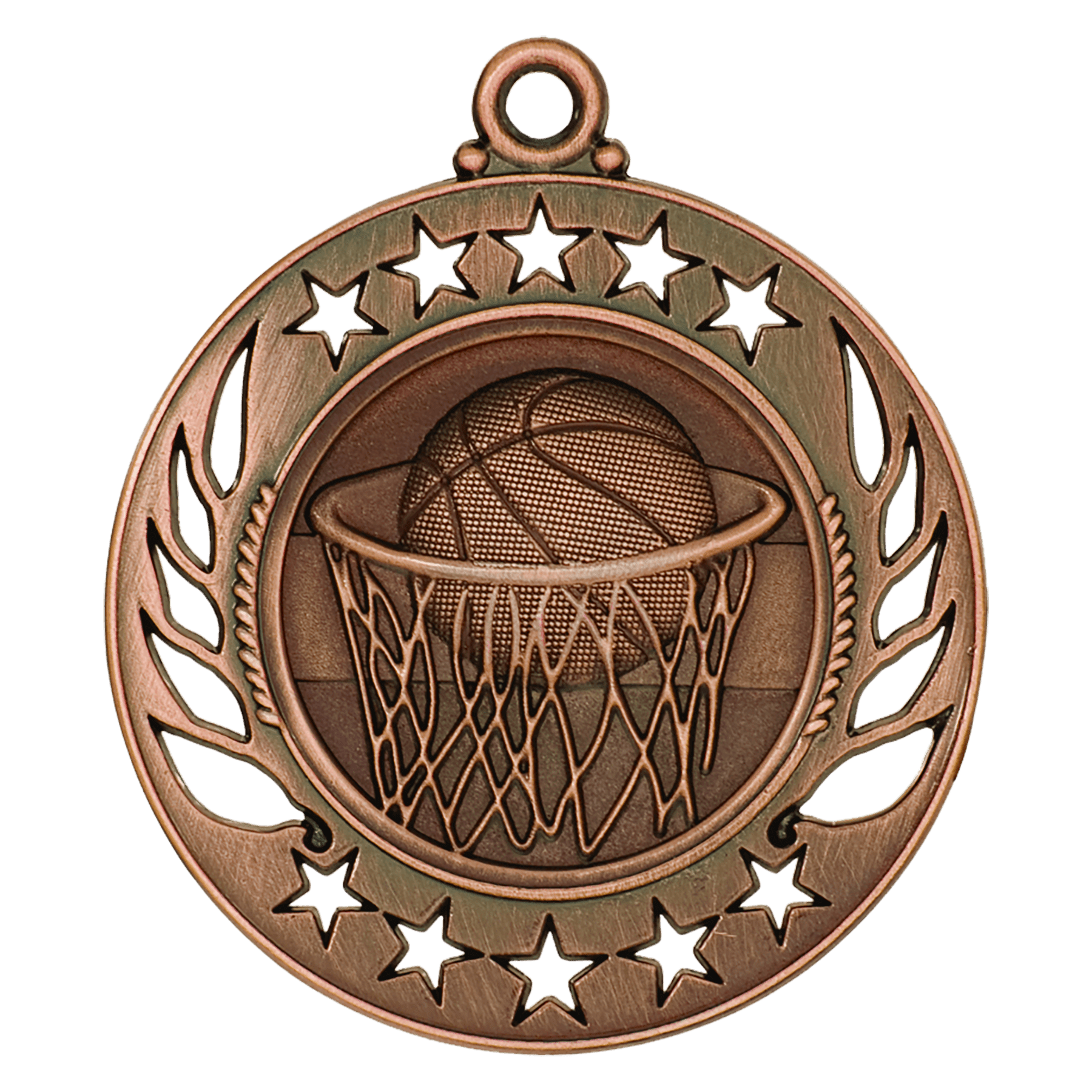 Antique Bronze 2 1/4" Basketball Galaxy Medal