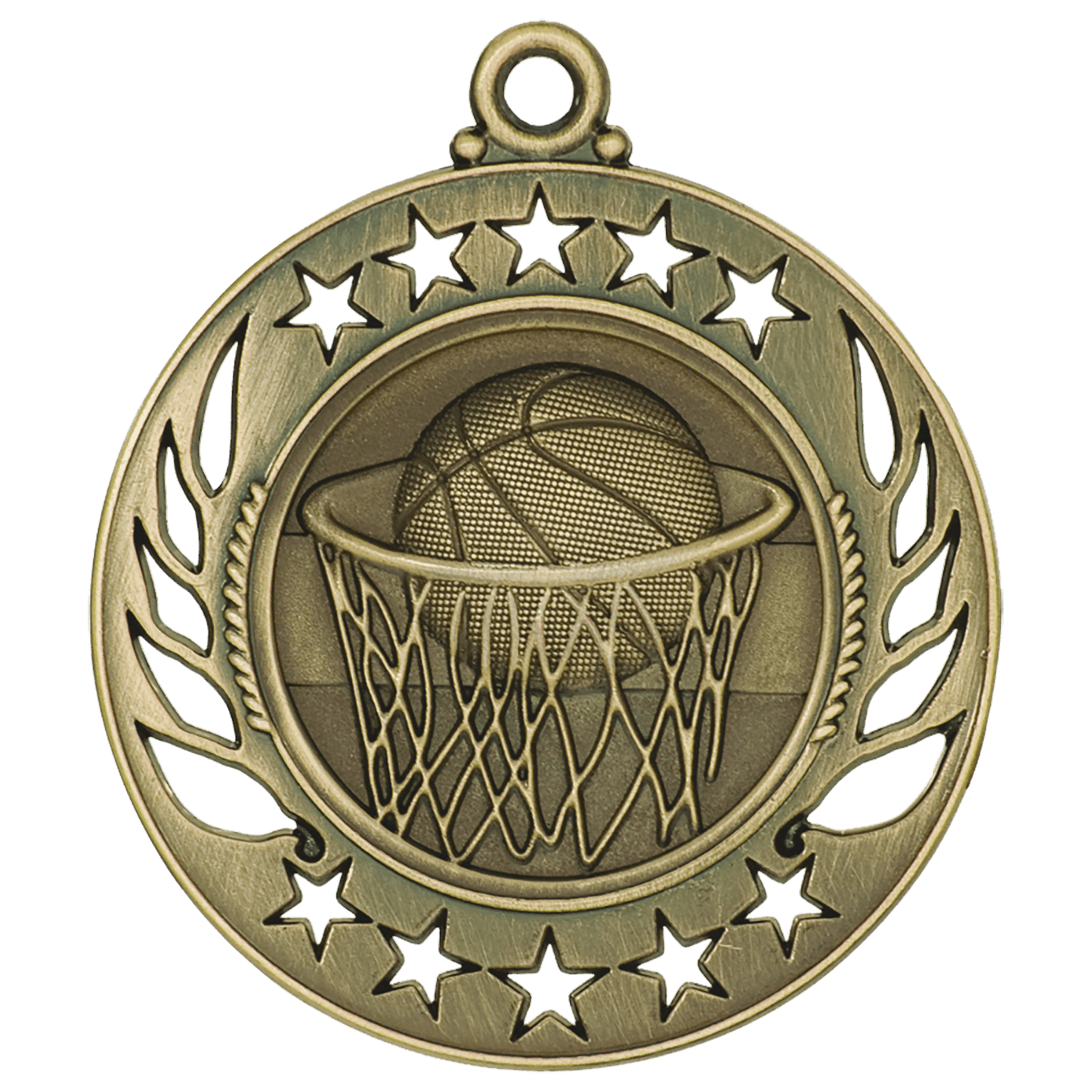 Antique Gold 2 1/4" Basketball Galaxy Medal
