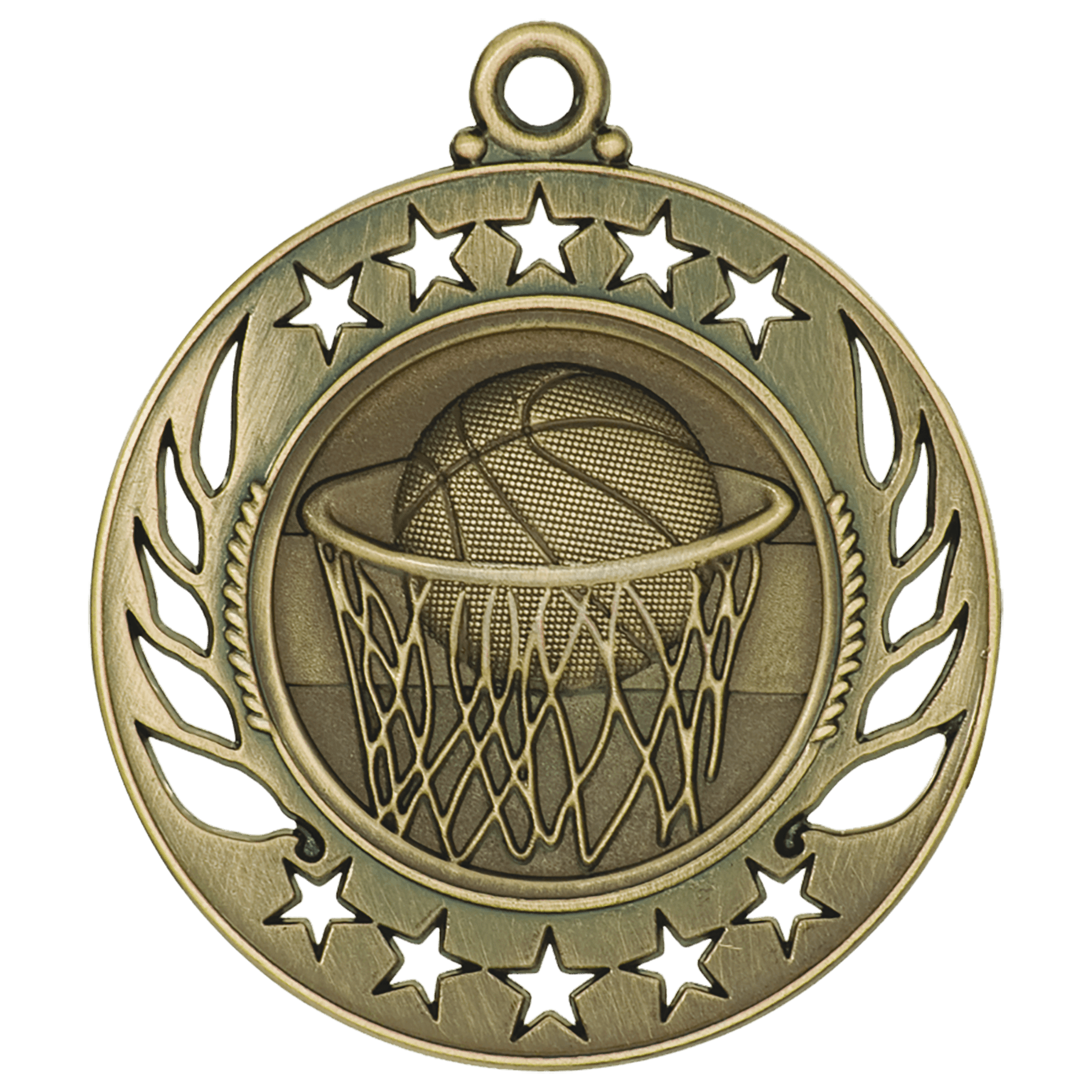 Antique Gold 2 1/4" Basketball Galaxy Medal