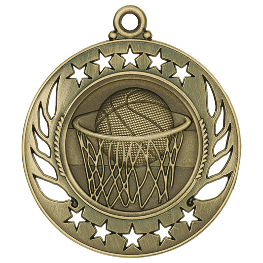 Antique Gold 2 1/4" Basketball Galaxy Medal